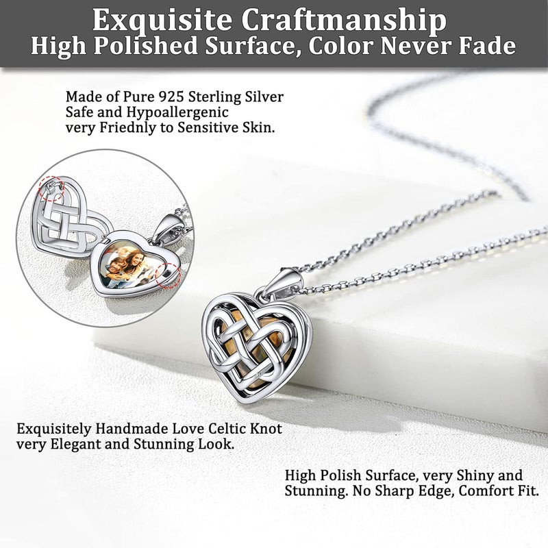 Bestyle Sterling Silver Heart Locket Necklace for Women, Dainty Cute Small Heart Locket Pendant in Gold/Rose Gold/Silver, Love Statement Jewelry Gift for Mother Wife - Image 4